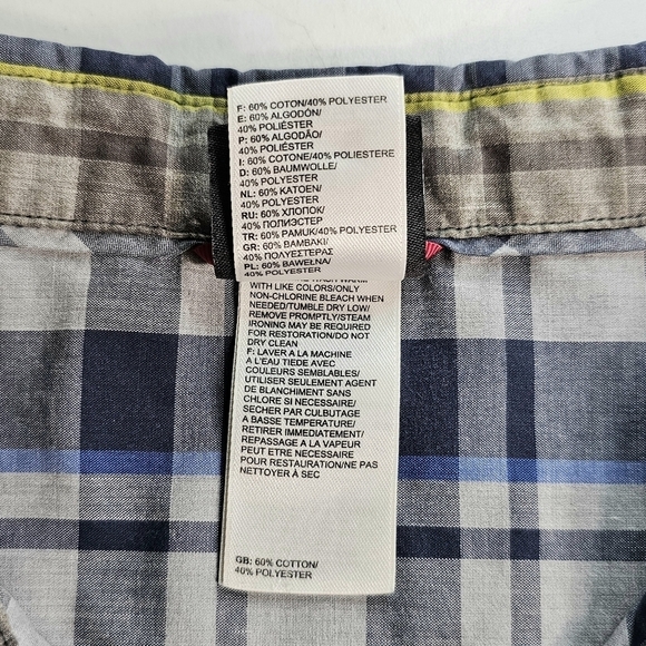 The North Face Men's Gray Blue Plaid Large Short Sleeve Casual Buttondown Shirt - Picture 10 of 10